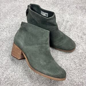 TOMS Leila ankle boots olive green suede zip back size 8.5